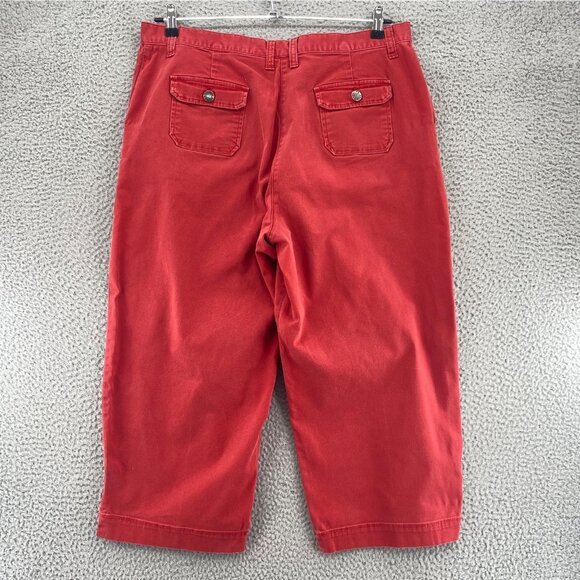 Chicos Pants Womens 3.5 US 18 Plus Red Denim Stretch Utility Capri Pocket Casual - Picture 3 of 12